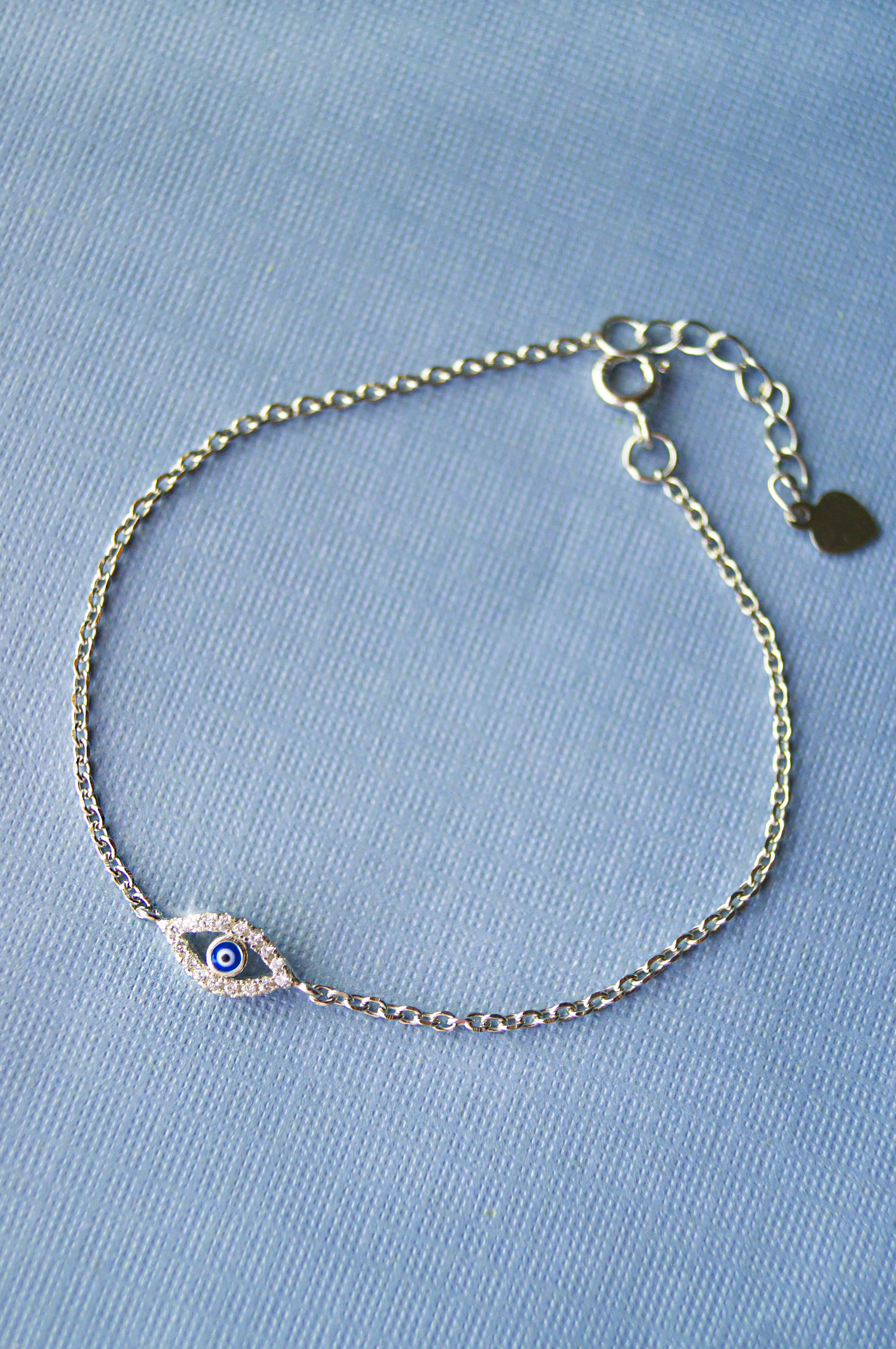 Buy Evil Eye Hand-Painted Delicate Rose Gold Plated Sterling Silver Chain  Bracelet by Mannash™ Jewellery