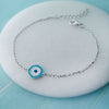 Unconventional Evil Eye Sterling Silver Chain Bracelet