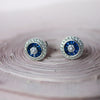 Vibrant Pinwheel Colorstone Statement Sterling Silver Stud Earrings - Blue