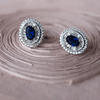 Vibrant Oval Colorstone Statement Sterling Silver Stud Earrings - Blue
