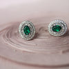 Vibrant Oval Colorstone Statement Sterling Silver Stud Earrings - Green
