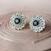 Floral Colorstone Statement Sterling Silver Stud Earrings - Blue