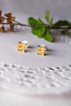 Classic Princess Cut Citrine Stud Earrings - Mannash