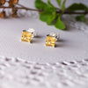 Classic Princess Cut Citrine Sterling Silver Stud Earrings
