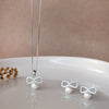 Infinity Bow With Pearl Sterling Silver Pendant Set