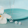 Hexagon With A Flower Sterling Silver Pendant Set
