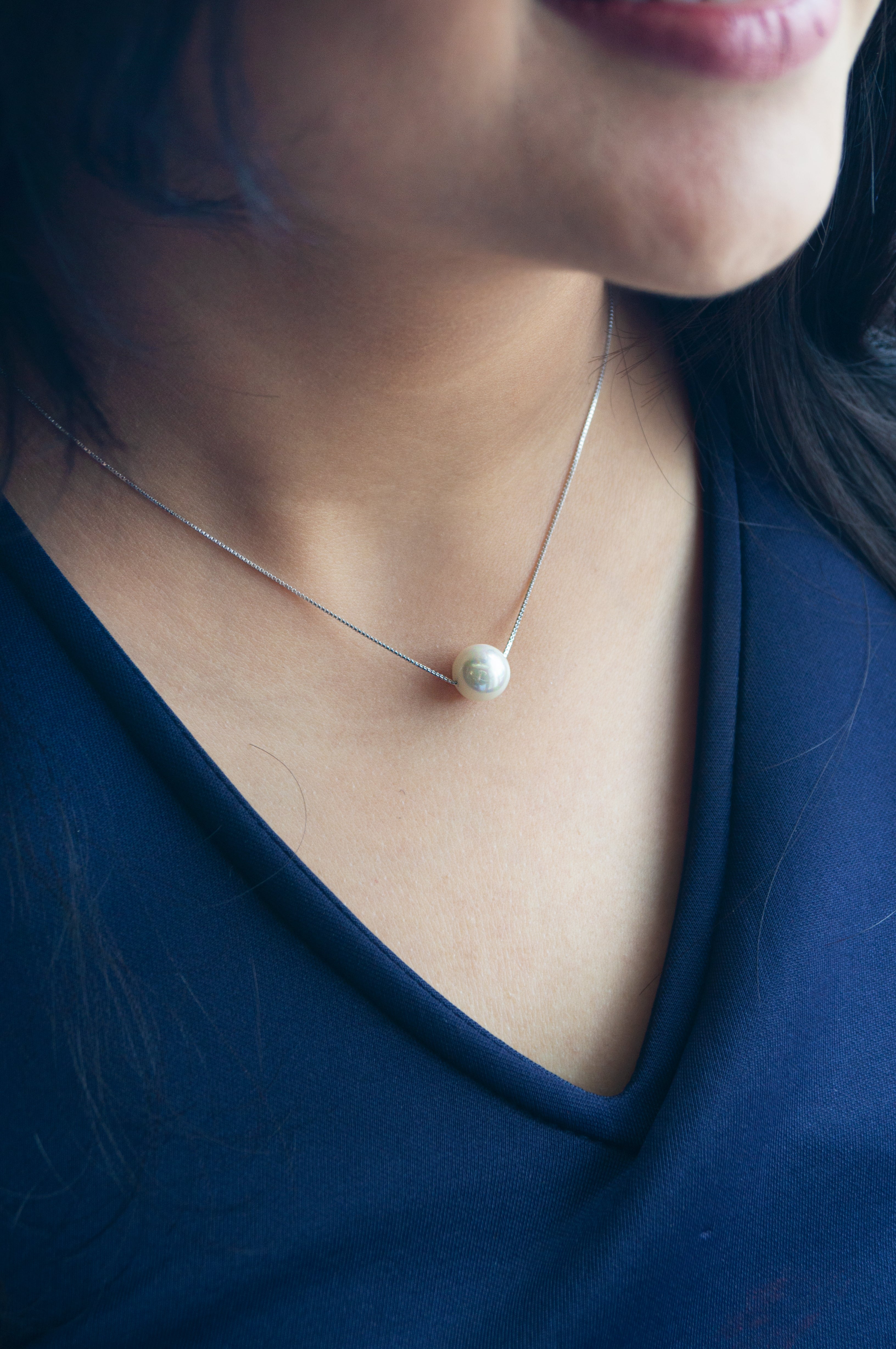 Buy Classic Pearl Statement Rose Gold Plated Sterling Silver Necklace 10mm Pearl by Mannash Jewellery