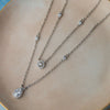 Trendy Dual Layered Solitaire Sterling Silver Chain Necklace