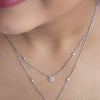 Trendy Dual Layered Solitaire Sterling Silver Necklace Set