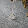 Rainbow Moon Stone Coin Sterling Silver Pendant Necklace
