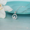 Hexagon With A Flower Sterling Silver Pendant