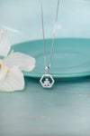 Hexagon With A Flower Rose Gold Plated Sterling Silver Pendant