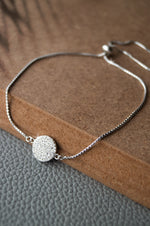 Enchanting Sparkly Disk Rose Gold Plated Sterling Silver Pull Chain Bracelet