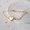 Sweet Heart Mother Of Pearl Gold Plated Sterling Silver Chain Bracelet