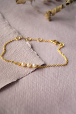 Dainty Pearl Station Sterling Silver Chain Bracelet