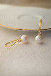 Pearl Slip-On Gold Plated Sterling Silver Drop Earrings