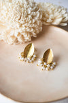 Leafy Pearl Dust Stud Earrings - Mannash