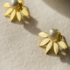 Pearly Petal Bloom Gold Plated Detachable Sterling Silver Statement Stud Earrings