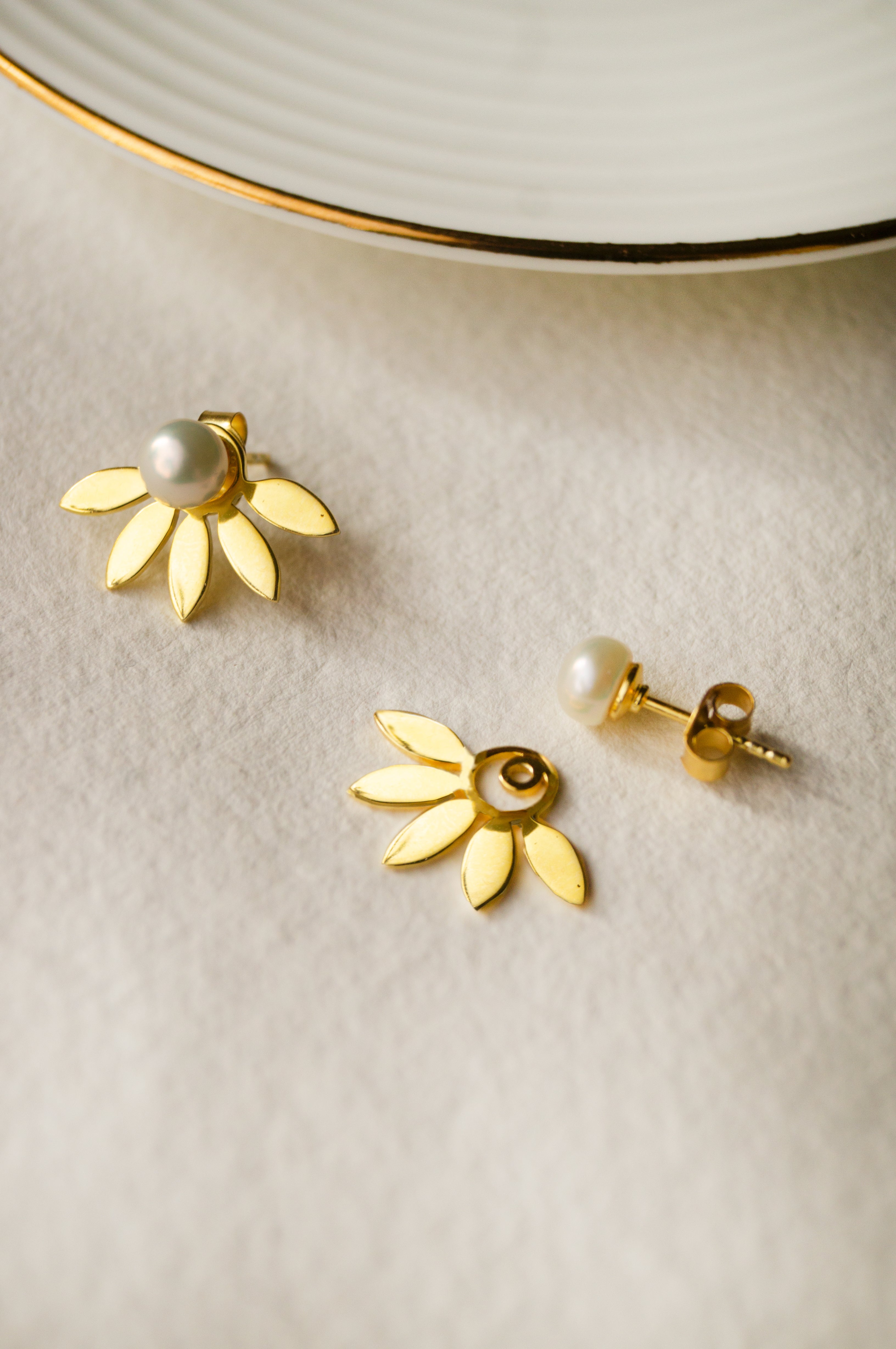 Buy Pearly Petal Bloom Gold Plated Detachable Sterling Silver