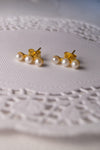 Dainty Pearl Station Stud Earrings - Mannash