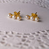 Dainty Pearl Station Sterling Silver Stud Earrings