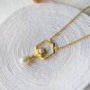 Exquisite Hexagonal Gold Plated Pearl Sterling Silver Droplet Necklace