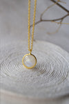 Rainbow Moon Stone Coin Gold Plated Pendant Necklace - Mannash