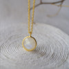 Rainbow Moon Stone Coin Gold Plated Sterling Silver Pendant Necklace