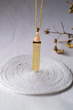 Rosy Chain Tassel Sterling Silver Pendant Necklace