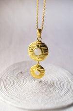 Speckled Rainbow Moon Stone Sterling Silver Necklace
