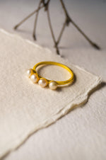 Dainty Pearl Station Sterling Silver Ring