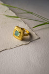 Hammered Aqua Chalcedony Statement Ring - Mannash