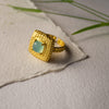 Hammered Aqua Chalcedony Statement Sterling Silver Ring