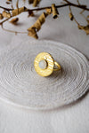 Speckled Rainbow Moon Stone Statement Ring - Mannash