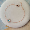 Halo Evil Eye Rose Gold Plated Sterling Silver Chain Bracelet