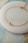 Evil Eye Rose Gold Plated Sterling Silver Chain Bracelet