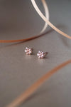 Flower Blossom Rose Gold Plated Mini Stud Earrings - Mannash