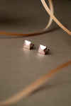 Edgy Pyramid Gold Plated Mini Stud Earrings - Mannash