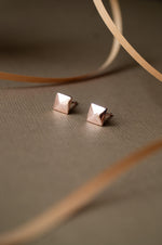 Edgy Pyramid Gold Plated Mini Sterling Silver Stud Earrings