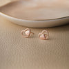 Yours And Mine Heart Rose Gold Plated Mini Sterling Silver Stud Earrings