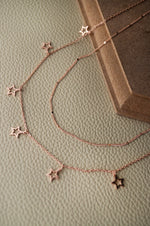 Multilayer Starry Charm Rose Gold Plated Sterling Silver Necklace