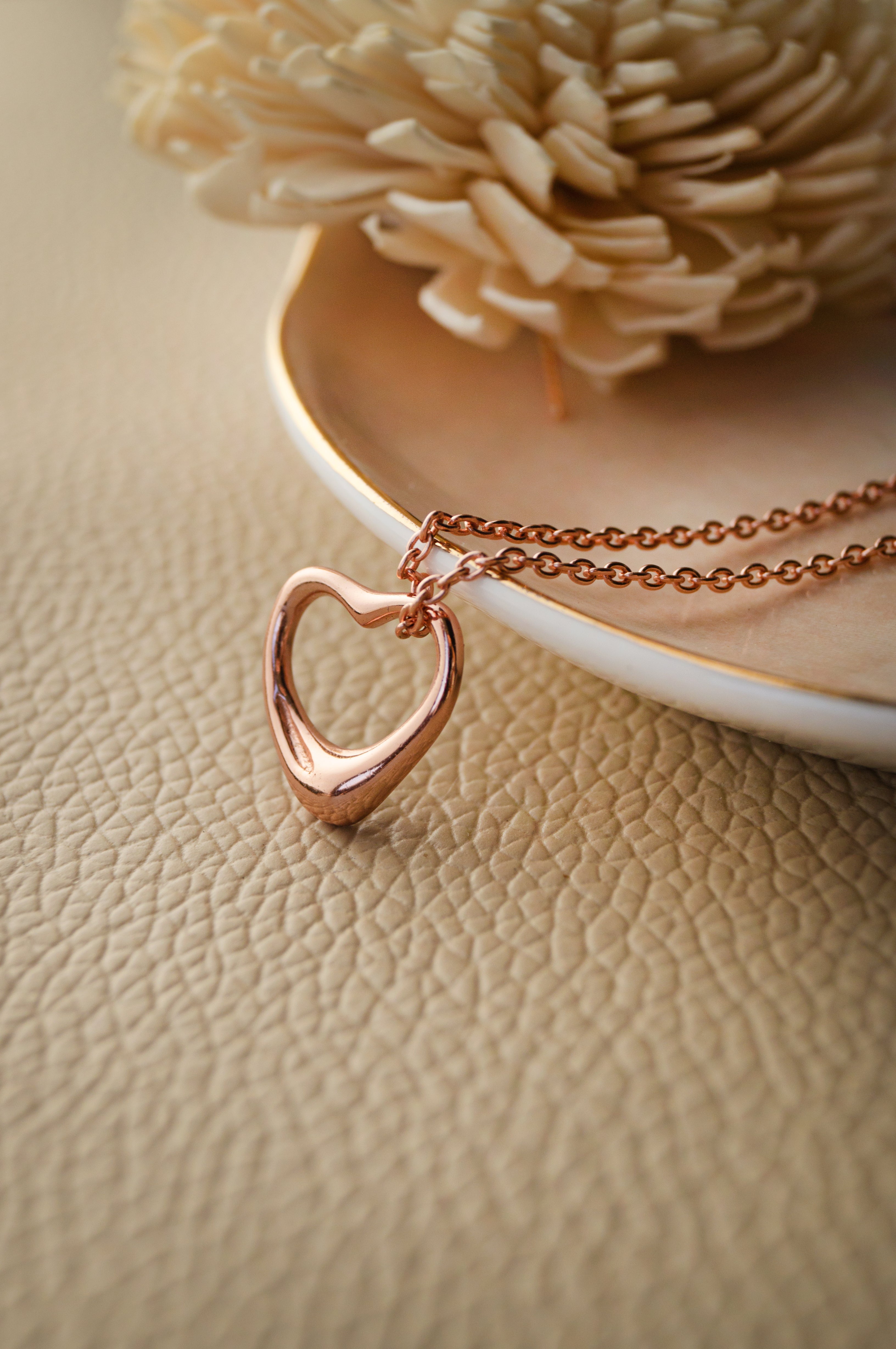 Rose 16 inches adjustable upto 18 inches Slip On Heart Rose Gold Plated Sterling Silver Pendant Chain Necklace