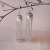 Pearl And Chain Chandelier Statement Sterling Silver Dangler Earrings