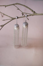 Pearl And Chain Chandelier Statement Sterling Silver Dangler Earrings
