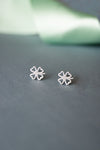 Shimmery Clove Leaf Sterling Silver Mini Stud Earrings