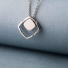 In-n-Out Solid Square Sterling Silver Pendant Chain Necklace
