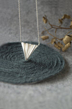 Pleated Triangle Sterling Silver Pendant Necklace