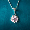 Dainty Floral Handpainted Sterling Silver Chain Pendant
