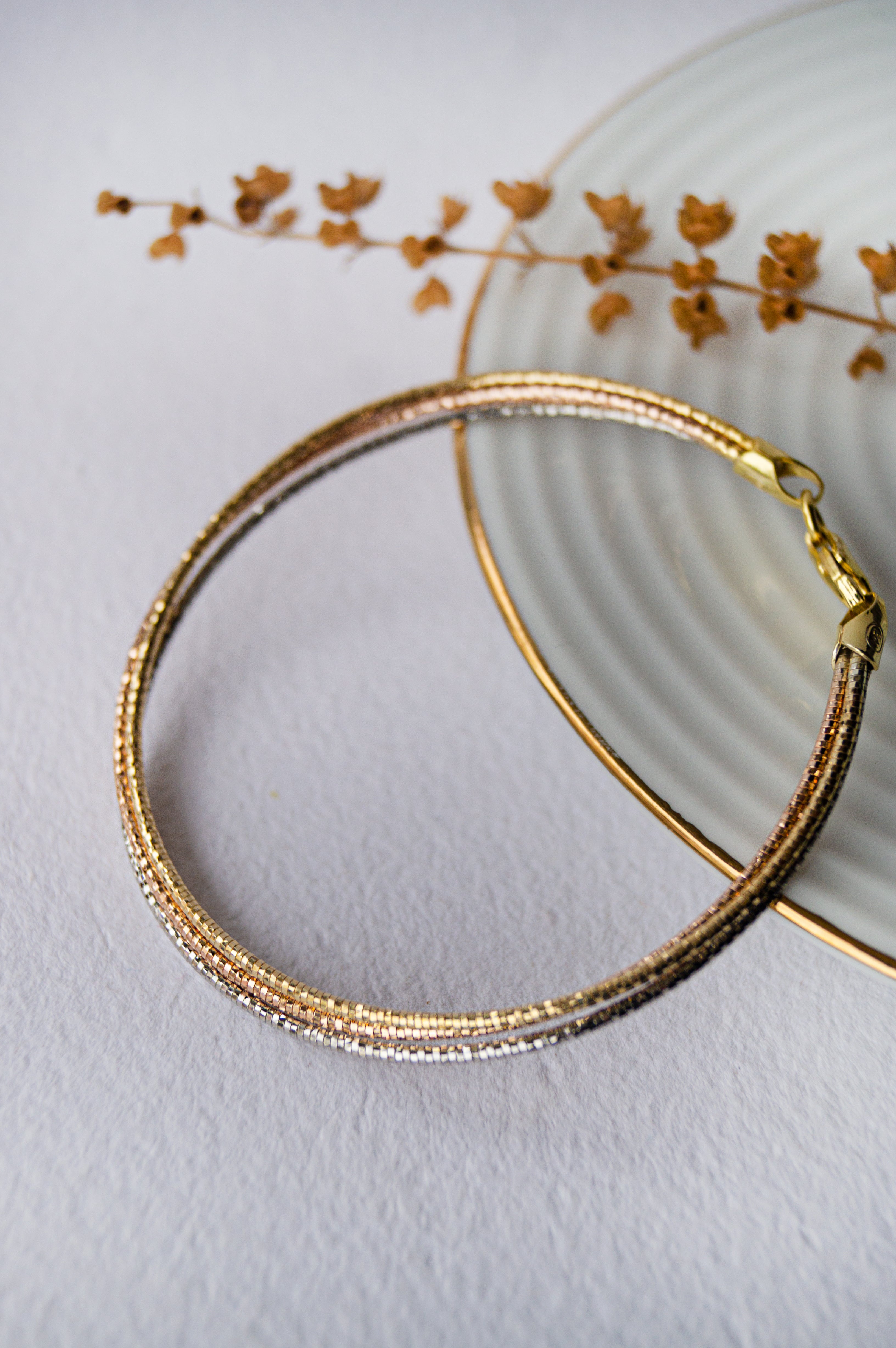 Rose Gold Flexible Bracelet with Sliding Bezel Set Diamonds & Small Beads |  Steven Fox Jewelry