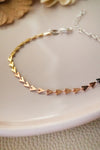 Triangle Linked Studded 3 Tone Sterling Silver Chain Bracelet